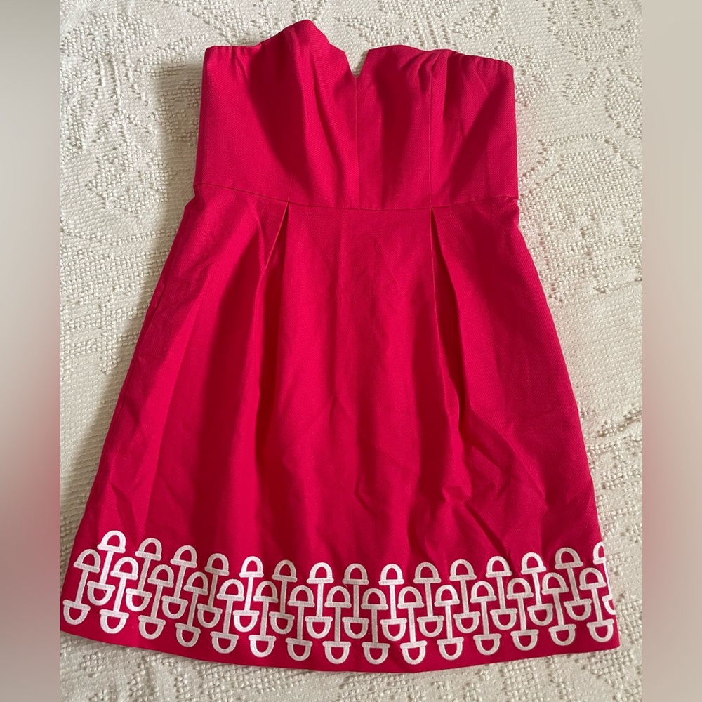 Vineyard Vines pink strapless dress with pockets